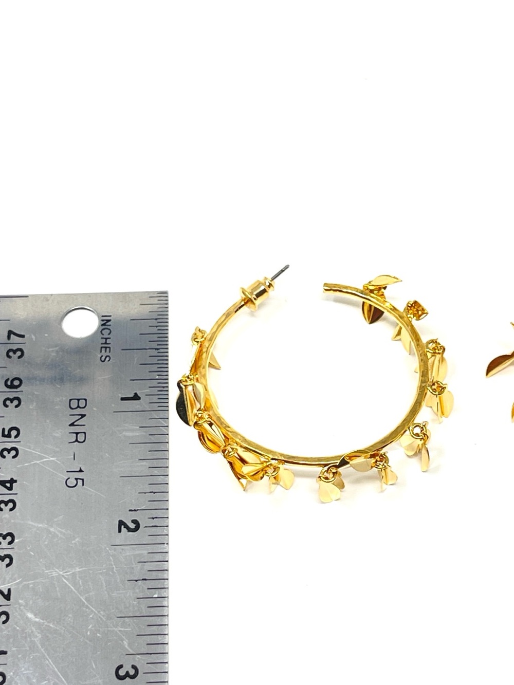 New Anthropologie Botanical Burst Gold Hoop Earrings - Picture 8 of 8